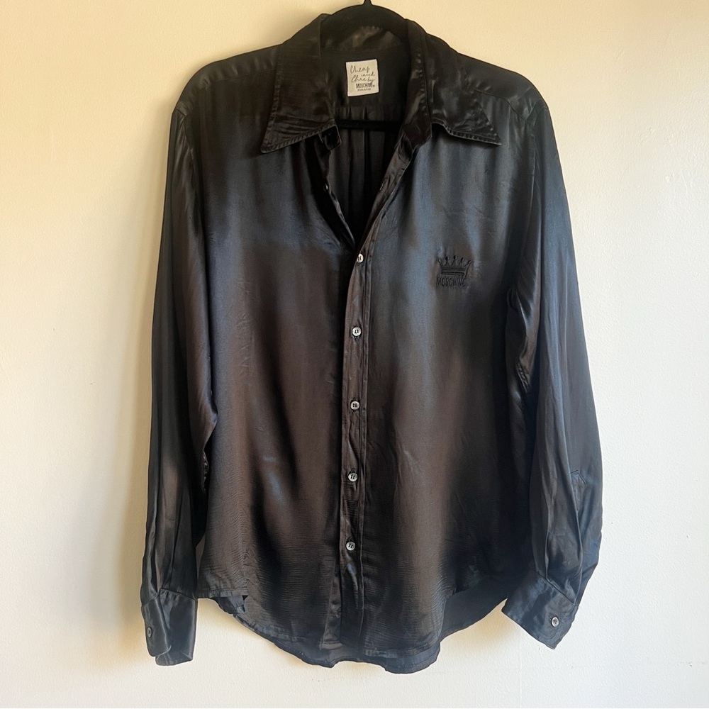 Vintage Moschino Embroidered Logo Button Down